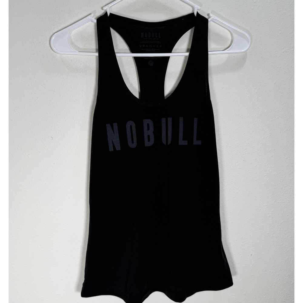 NO BULL Tank Top Womens Sz Small Black Racerback Gym Train Workout